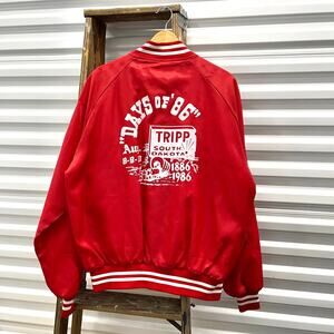 Vintage Days of 86 1986 Rodeo Western Cowboy Red Bomber Jacket